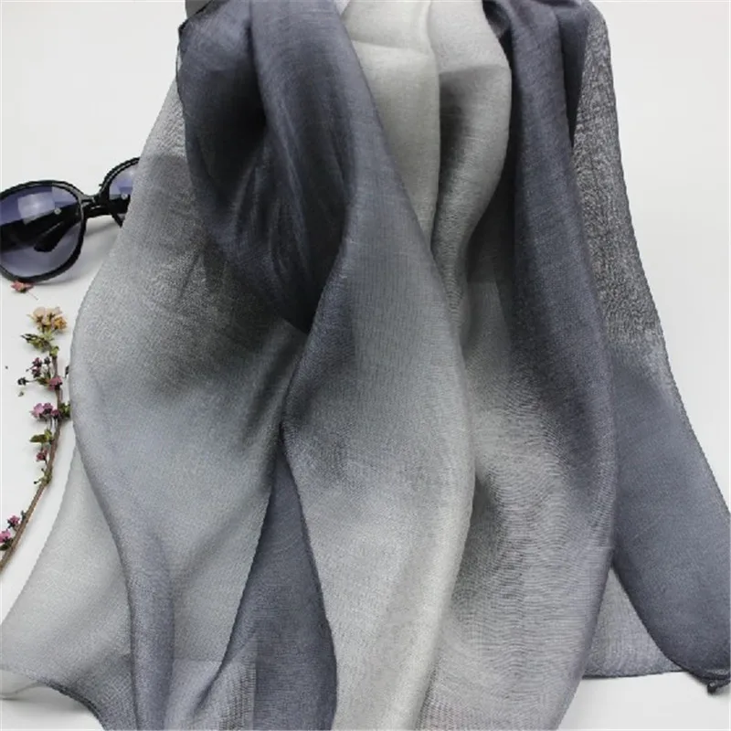 LaMaxaPa Новая мода лето/осень однотонный градиентный женский/женский шарф из шелка тонкие шали и длинные женские шарфы