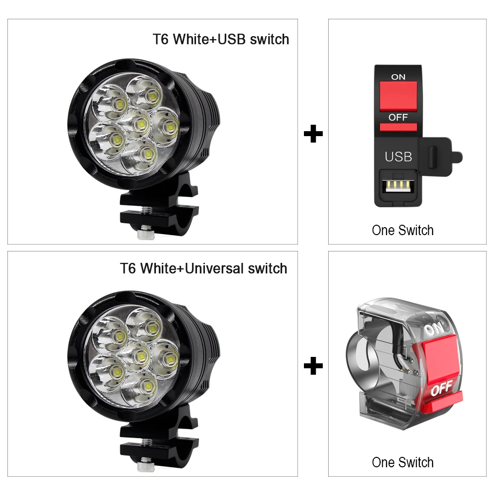 1xT6-LED-Headlight-motorcycle+switch-