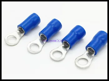 

300pcs/Lot RV2-10 Blue 16-14 AWG 1.5-2.5mm2 Insulated Ring Terminal Connector Cable Wire Connector Brand New