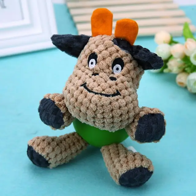Pet Dog Cotton Rope Rubber Sound Squeak Toy Cattle Shape Pet Puppy Teeth Chew Cute Toy Dogs Pet Supplies Goods Accessories