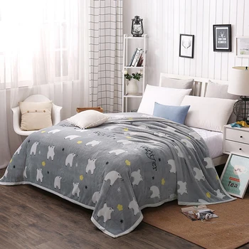 

Comfortable Cartoon Flannel Blanket for Kids Gift Coral Fleece Warm Blanket Throw on Bed Sofa Multifunction Quilt/Bed Sheets