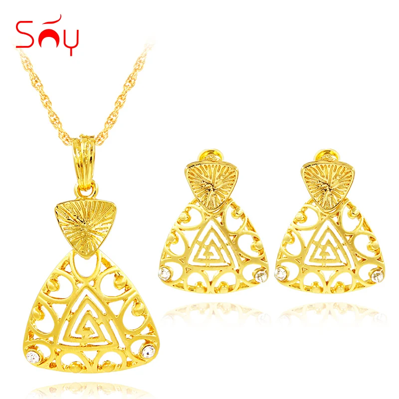 Sunny Jewelry сплав кубического циркония сердце треугольник женское колье серьги