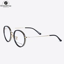 EE модные ретро круглые очки, оправа для женщин, близорукость, металлические очки, титан, смесь ацетата, Oculos De Grau