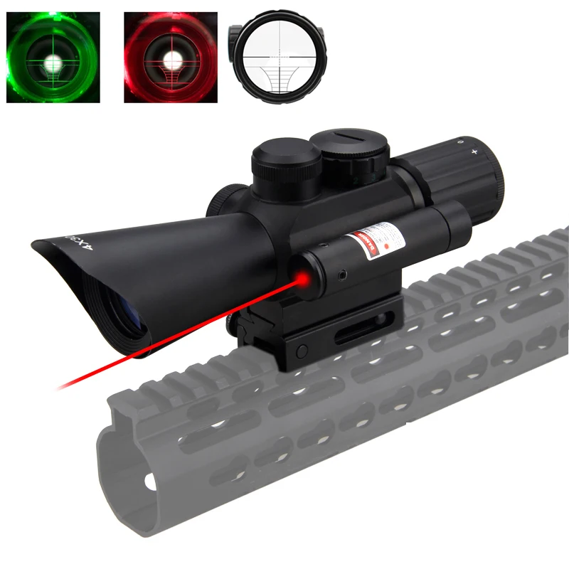 

22mm Rail Tactical Hunting Riflescope 4X30 Red Green Dot Sight Scope Laser Sight Shooting Scope Gun Rifle Airsoft Accessories