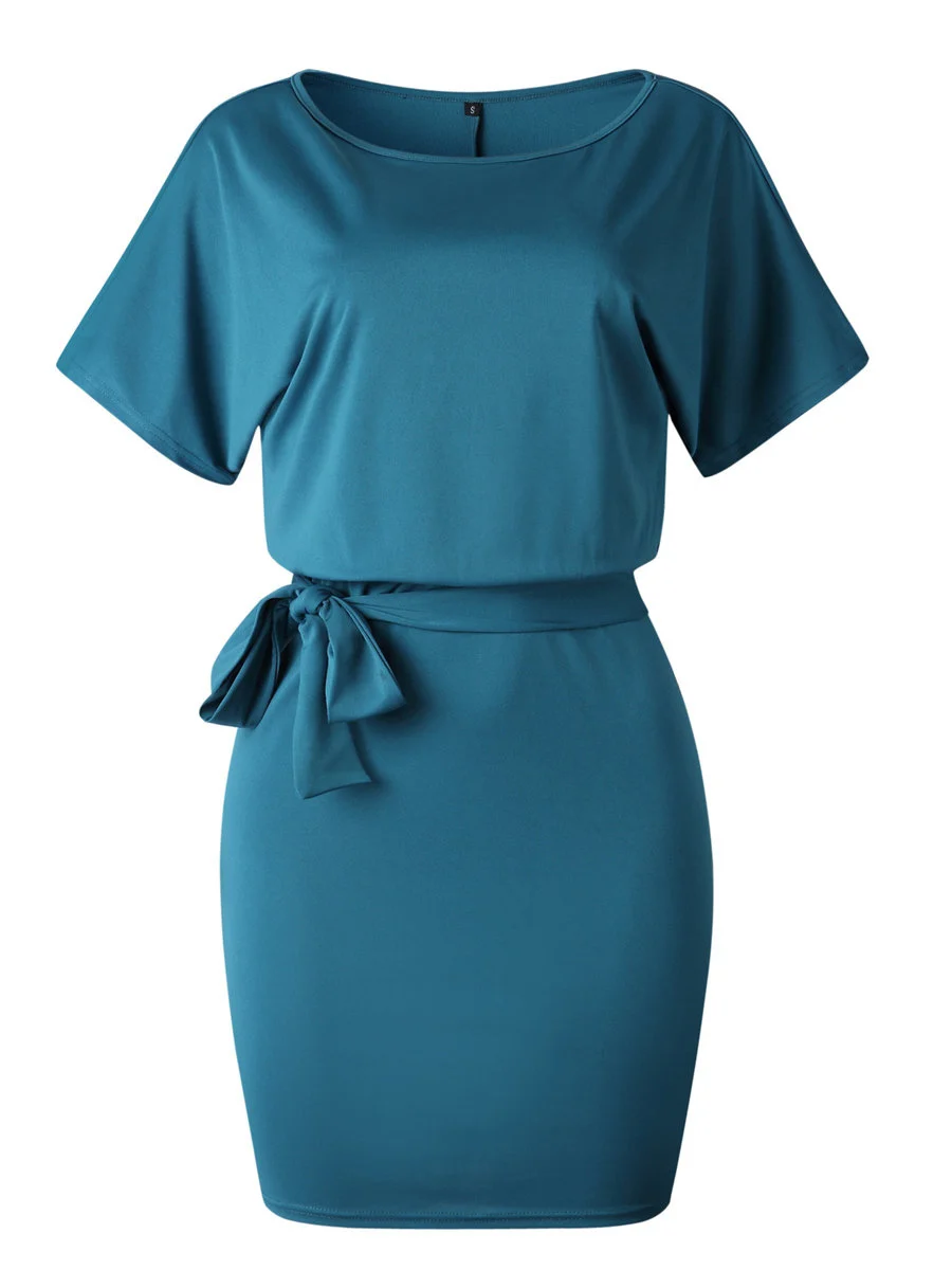 Gladiolus 2019 New Summer Women Dress Short Sleeve O Neck Tunic Casual Midi Dress With Belt Ladies Dresses Sundresss Vestidos (21)