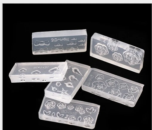 

Hot  Flower 6designs DIY Nail art Tips 3D UV GEL Acrylic Powder Silicon Mould Set Design 6pcs/lot