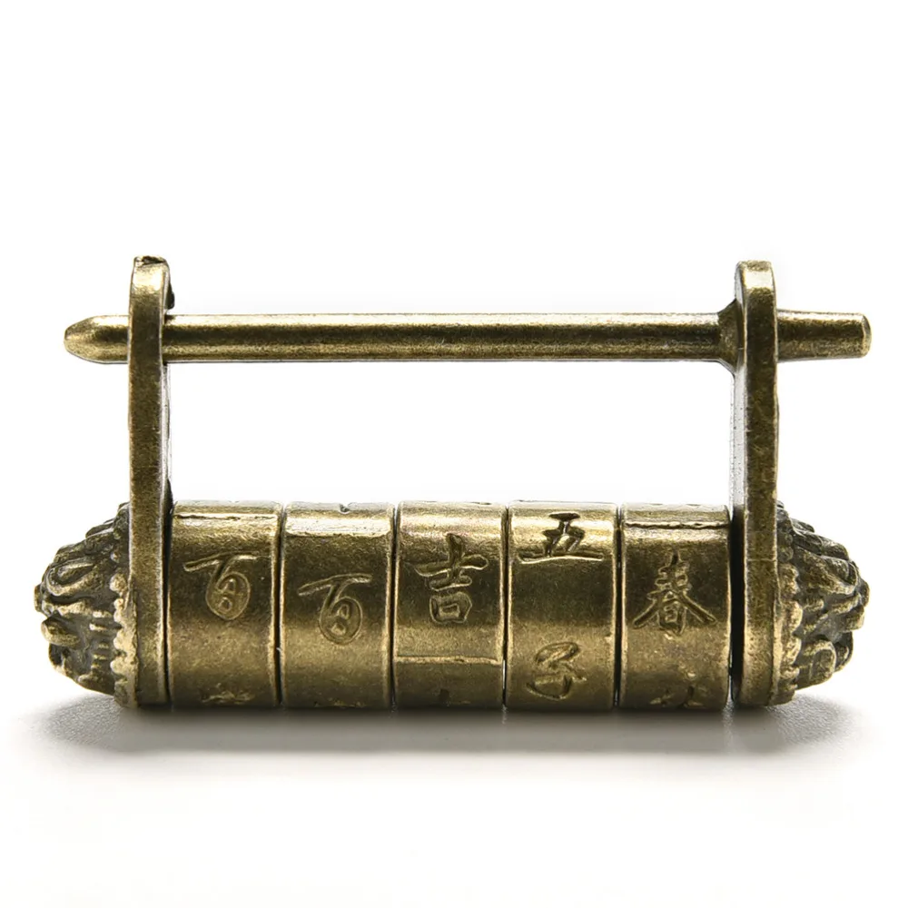 50*28 мм, цинковый сплав, китайский винтажный античный бронзовый замок с ключом, ретро Комбинированный Замок с паролем, шкатулка для ювелирных изделий, замок