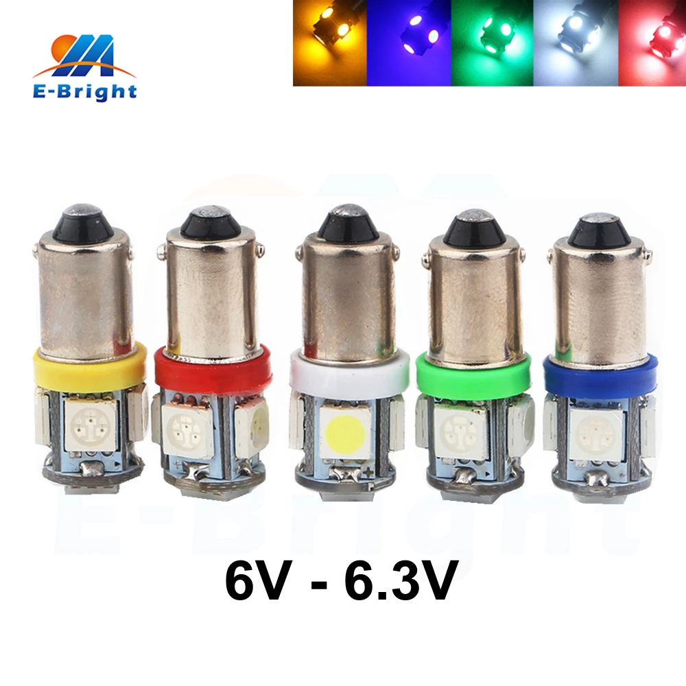 10 200pcs 6V 6.3V BA9S 5050 5 SMD LED Bulb Car Light Sourcing Reading