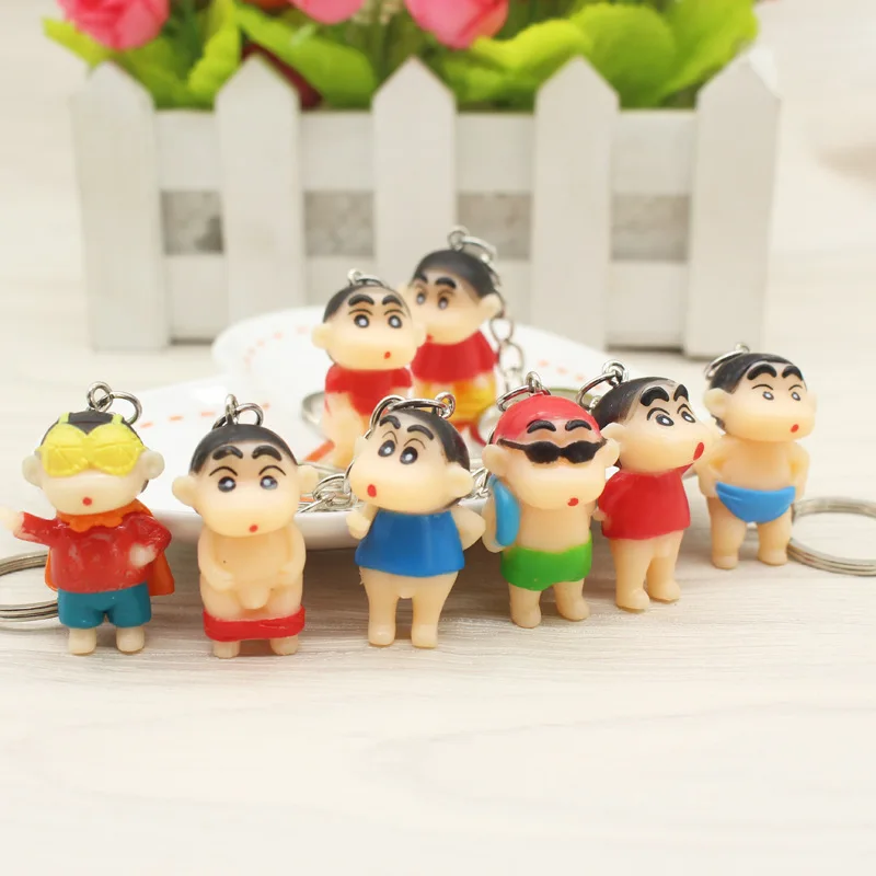 

1PCS Cute Crayon Shin Chan Plush Toy Cartoon Animation Action Figure For Bag Key Ring Mascot Key Chain Holder