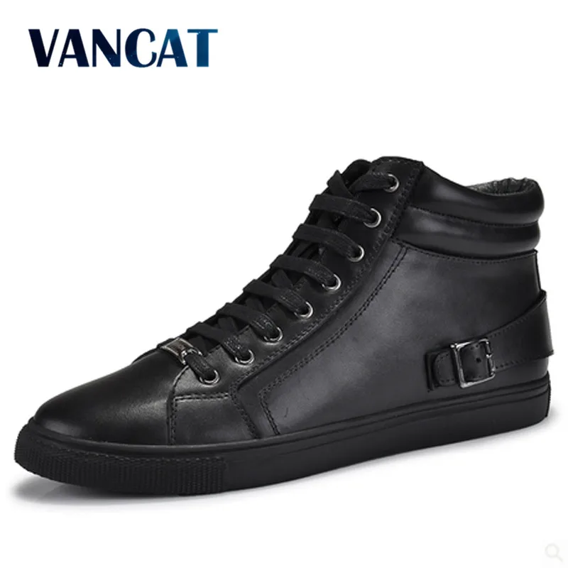 VANCAT Big Size Men Shoes High Quality Genuine Leather Men Ankle Boots Fashion Black Shoes Winter Men Boots Warm Shoes With Fur цена VANCAT Big Size Men Shoes High Quality Genuine Leather Men Ankle Boots Fashion Black Shoes Winter Men Boots Warm Shoes With Fur цены онлайн