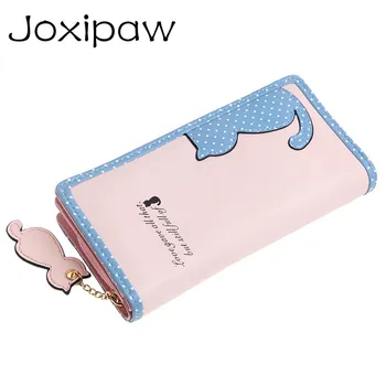 

2018 Brand Lovely Leather Long Women Wallet Girls Change Clasp Purse Female Money Coin Card Holders Lady Clutch Wallets Carteras