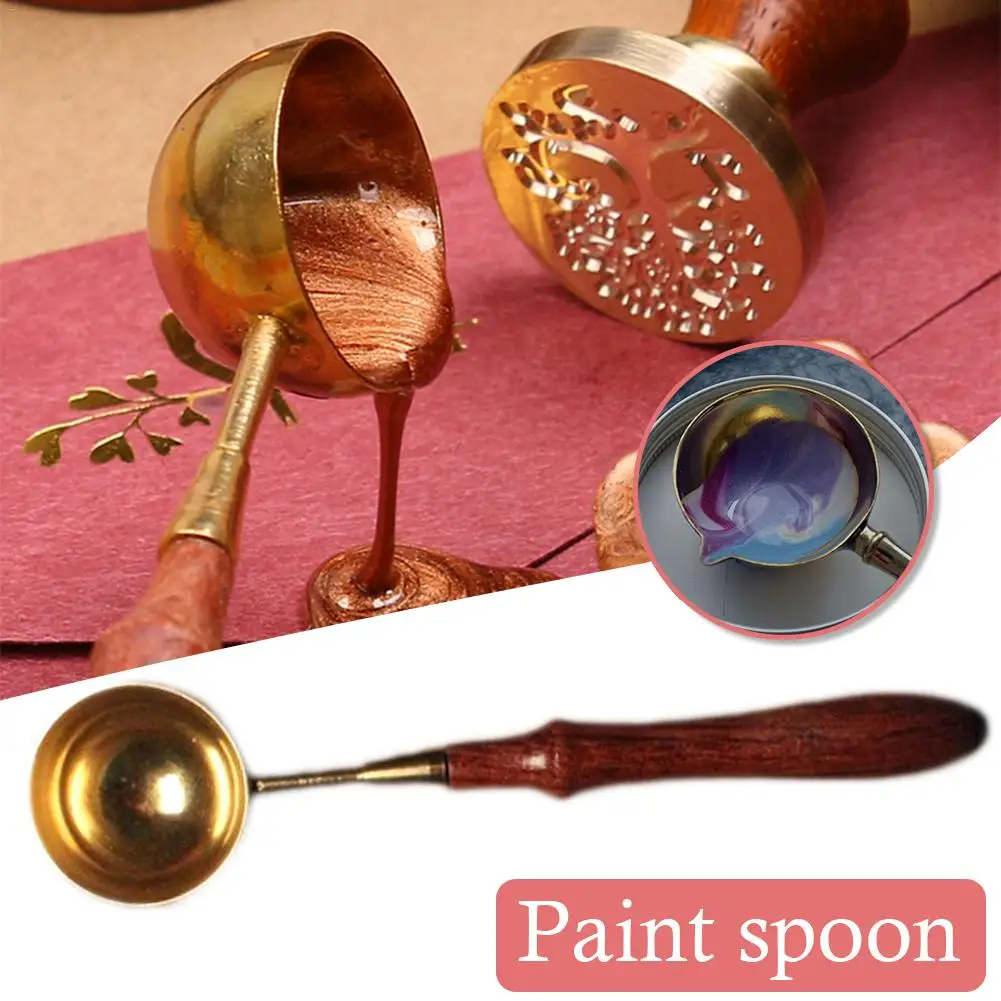 

1PC Stainless Steel Spoon Anti Stamp Sealing Wax Spoon Wax Stamp Sealing Wax Spoon Vintage Wood Handle Spoon Stamps ON SALE