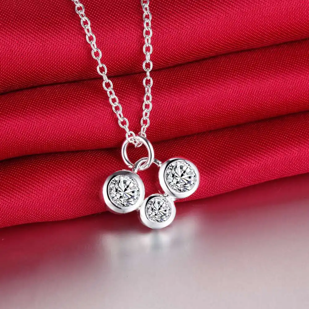3 Shiny Classic Shiny Zircon Sterlingsilverjewelry Necklace New Sale