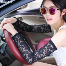 Новые летние 4 цвета кружевные женские перчатки для вождения спортивные анти-ультрафиолетовые длинные рукавицы кружевные перчатки