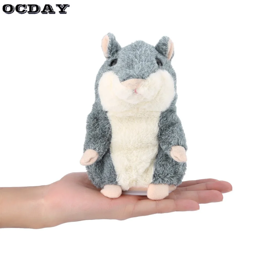 

OCDAY Plush Toy Talking Hamster Mouse Pet Gray Interactive Cute Sound Record Hamster Educational Toy for Kids Gift Stuffed Toys