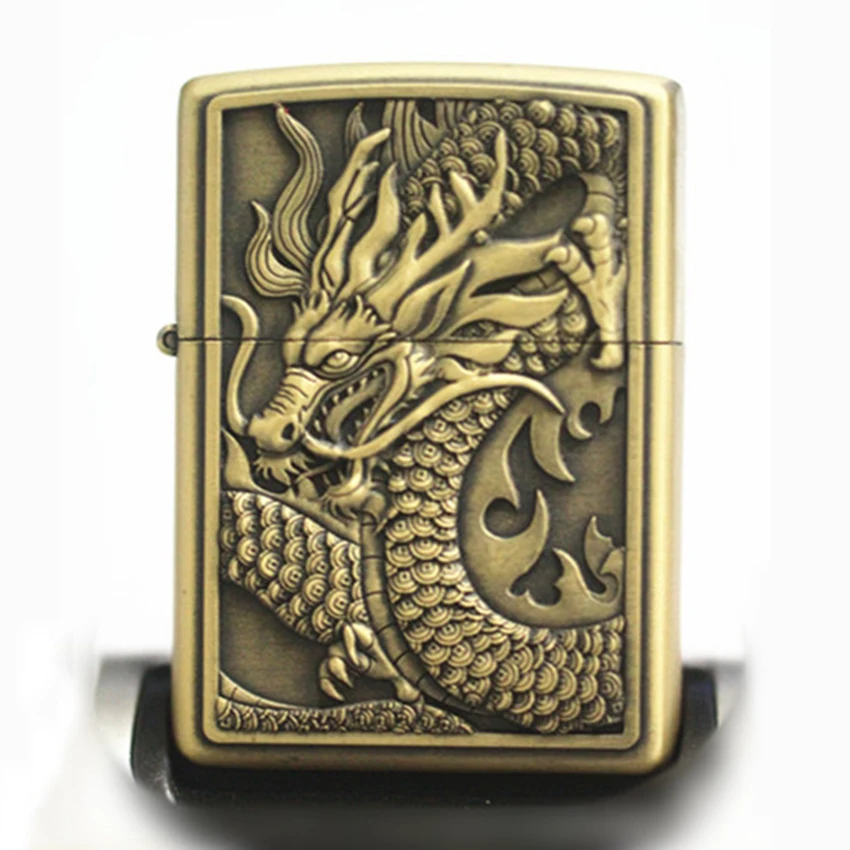 hot sale 1pc New Boutique Dragon universal pattern 4 designs wind proof oil lighterLighters