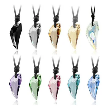 

Hot Selling Wolf Teeth / Tooth Waxed Rope Crystal Pendant Necklace Jewelry Christmas Valentines Gifts 10pcs/lot Wholesale