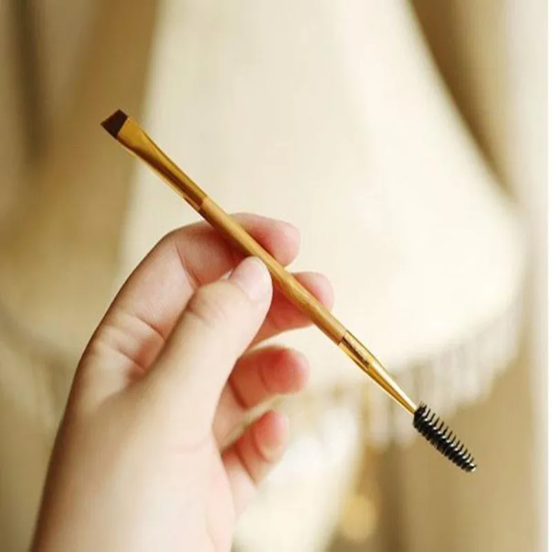 

Fashion Girl Single Product 1PCS Makeup Bamboo Handle Double Eyebrow Brush + Eyebrow Comb Pincel de maquiagem zsmw