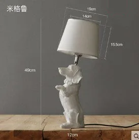 Dogs Anmails Table Lamp Black with Lampshades Art Decor Resin Table Lamp for Bedroom Living Room Children Room Kids Bedside Lamp - Цвет абажура: 9