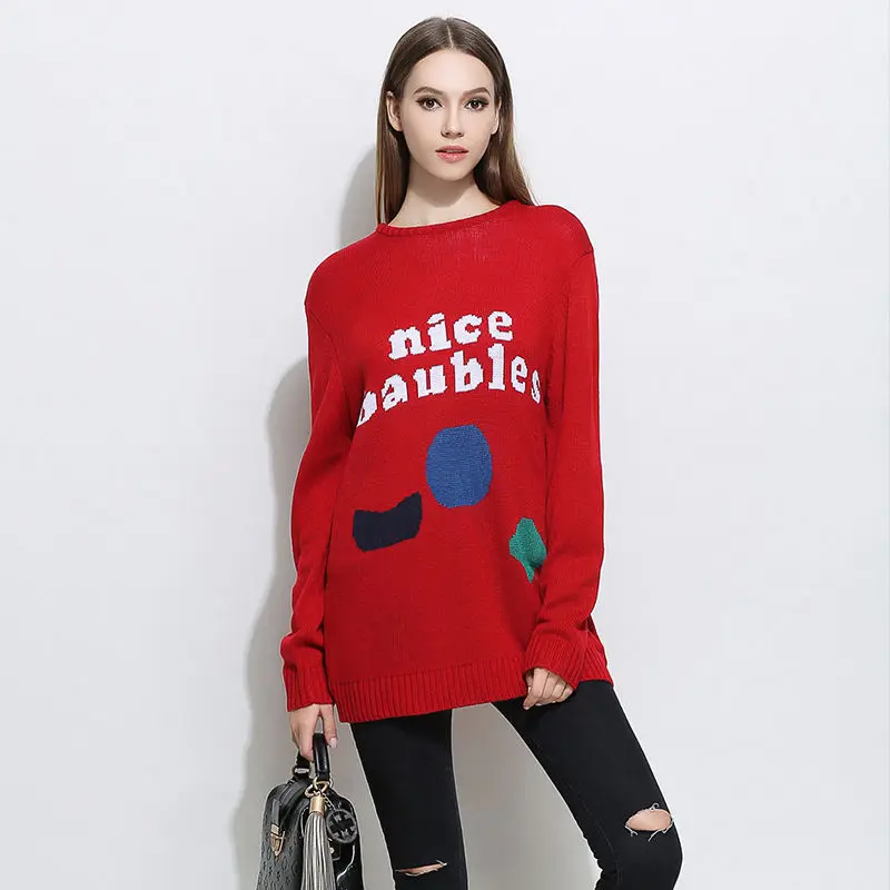 2017 Autumn Winter Women's Sweaters New Loose letter Geometric