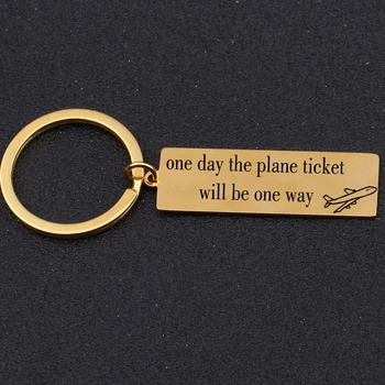 

Stainless Steel Keychain Engraved One Day The Plane Ticket Will Be One Way Distance Friend 's Gift Miss Key Tag Key Ring Holder
