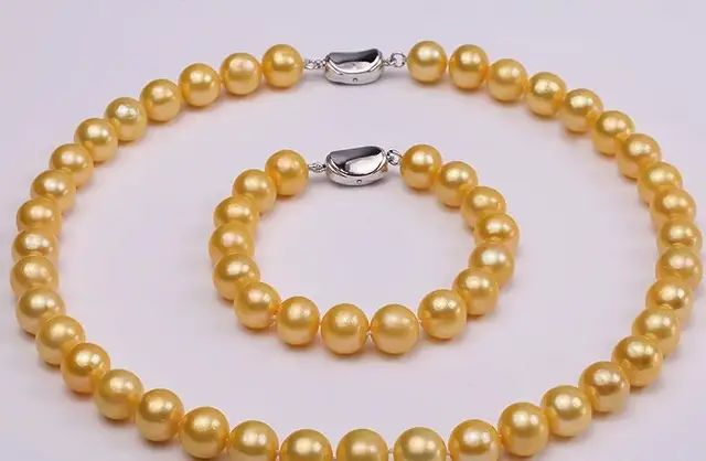 10 11mm Yellow White Black Pink Purple Freshwater Pearl Necklace 10 11mm Yellow White Black Pink Purple Freshwater Pearl Necklace Bracelet Set 925silver