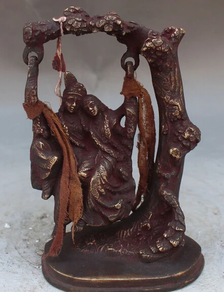 

shitou 003274 6" Chinese Copper India Beauty Belle Angels Mother Husband Boy 3 Man Statue Set discount 30% (C0324)