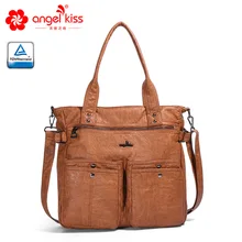 Angelkiss женские одноцветные моющиеся вместительные сумки через плечо для покупок высокие дизайнерские из искусственной кожи сумки Хобо роскошные женские сумки