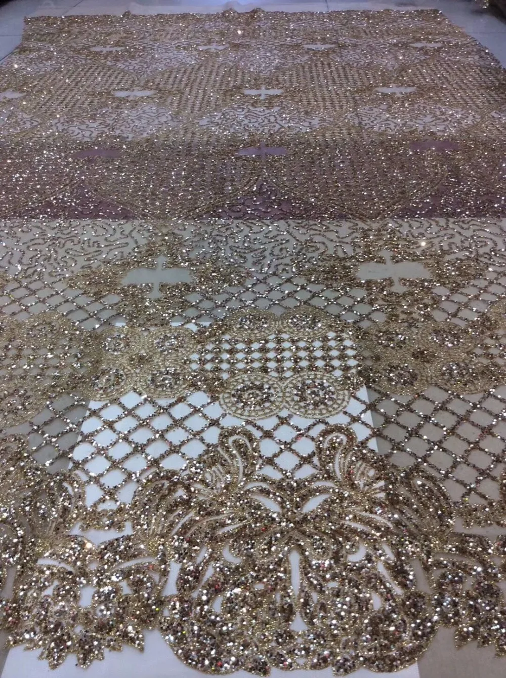 sparkly african sequins tulle mesh fabric glued glitter sequins lace