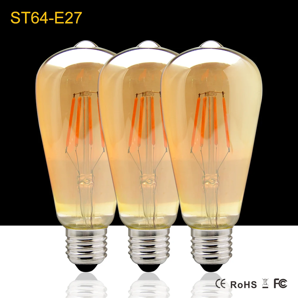 4 шт./лот лампа накаливания Edison светодиодный светильник ST64 220 В 110 в E27 4 Вт 6 Вт 8 Вт винтажный Ретро светильник для украшения свадьбы для дома