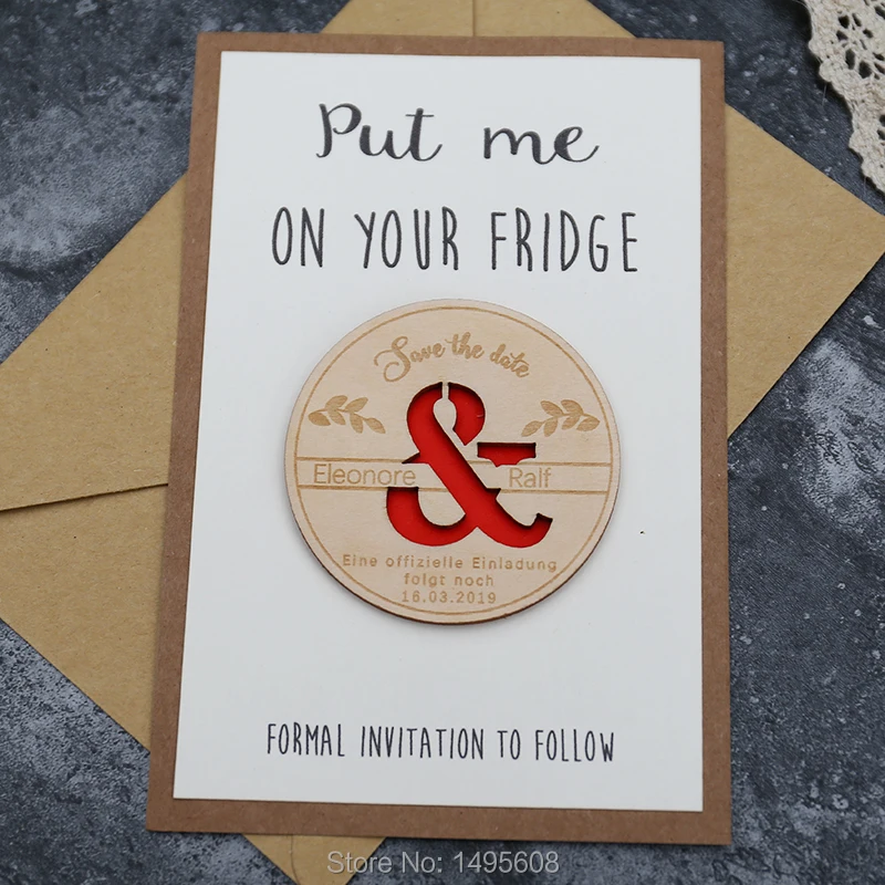  Wedding Save the Date MagnetsPersonalized Wedding Invitationdie cut rustic Magnet Set Wedding favor - 32918439537
