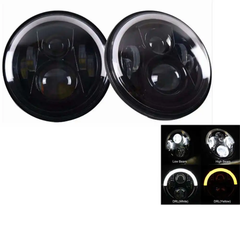 50w Halo light Black 2xFor Лада Нива 7 дюймов светодиодный головной светильник Hi/Low луч светильник Halo угол глаза DRL налобный фонарь для Jeep Wrangler Off Road 4x4 suzuki samurai - Цвет: 50w Halo light Black