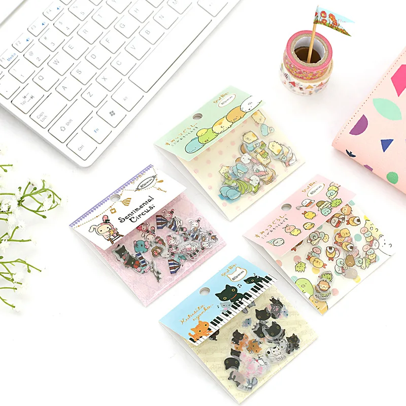 

Cute Sumikko Gurashi Cat Sentimental Circus Stickers Diary Label Stickers Decorative Scrapbooking DIY Stickers