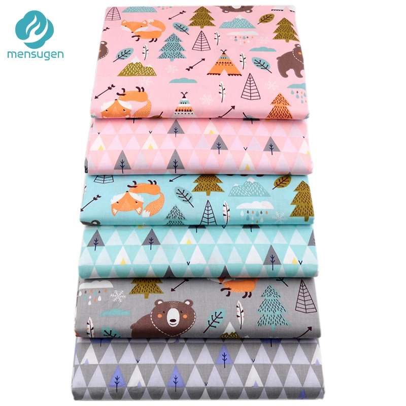 

Fabric Meters Cartoon Fox Bear Jungle Printed Cotton Fabrics for Patchwork Quilting Sewing Fabrics for Baby Bedding Blanket DIY