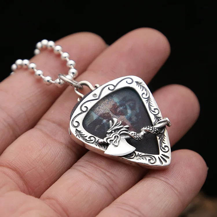 

S925 silver color pattern retro personality Dragon Pendant and axe