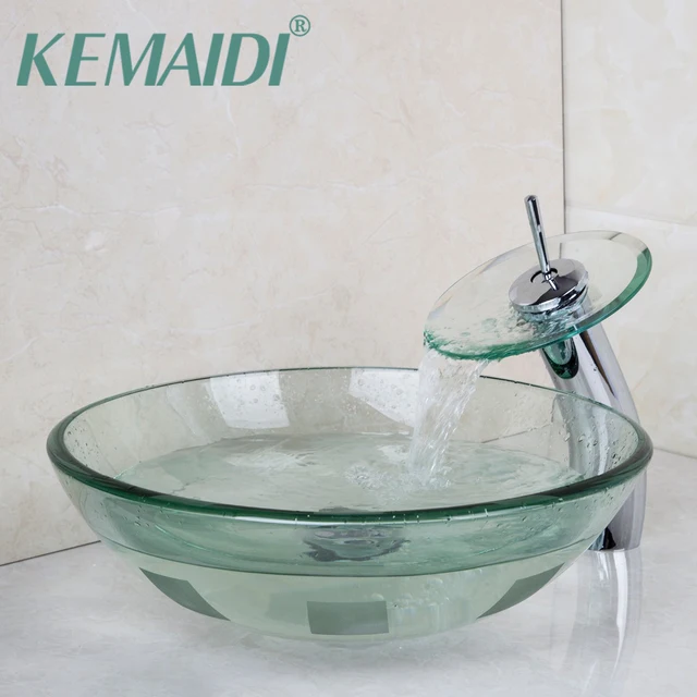 KEMAIDI Moderno Lavabo Lavabo In Vetro Temperato Lavello Bagno Set ... KEMAIDI Moderno Lavabo Lavabo In Vetro Temperato Lavello Bagno Set ...