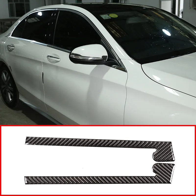

2pcs Real Carbon Fiber Side Rearview Mirror Decoration Strip Stickers For Mercedes Benz C Class W205 GLC X253 2015-2019 Parts