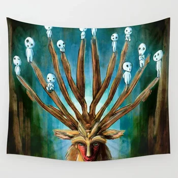 

Princess Mononoke The Deer God Wall Tapestry Cover Beach Towel Throw Blanket Picnic Yoga Mat Home Decoration