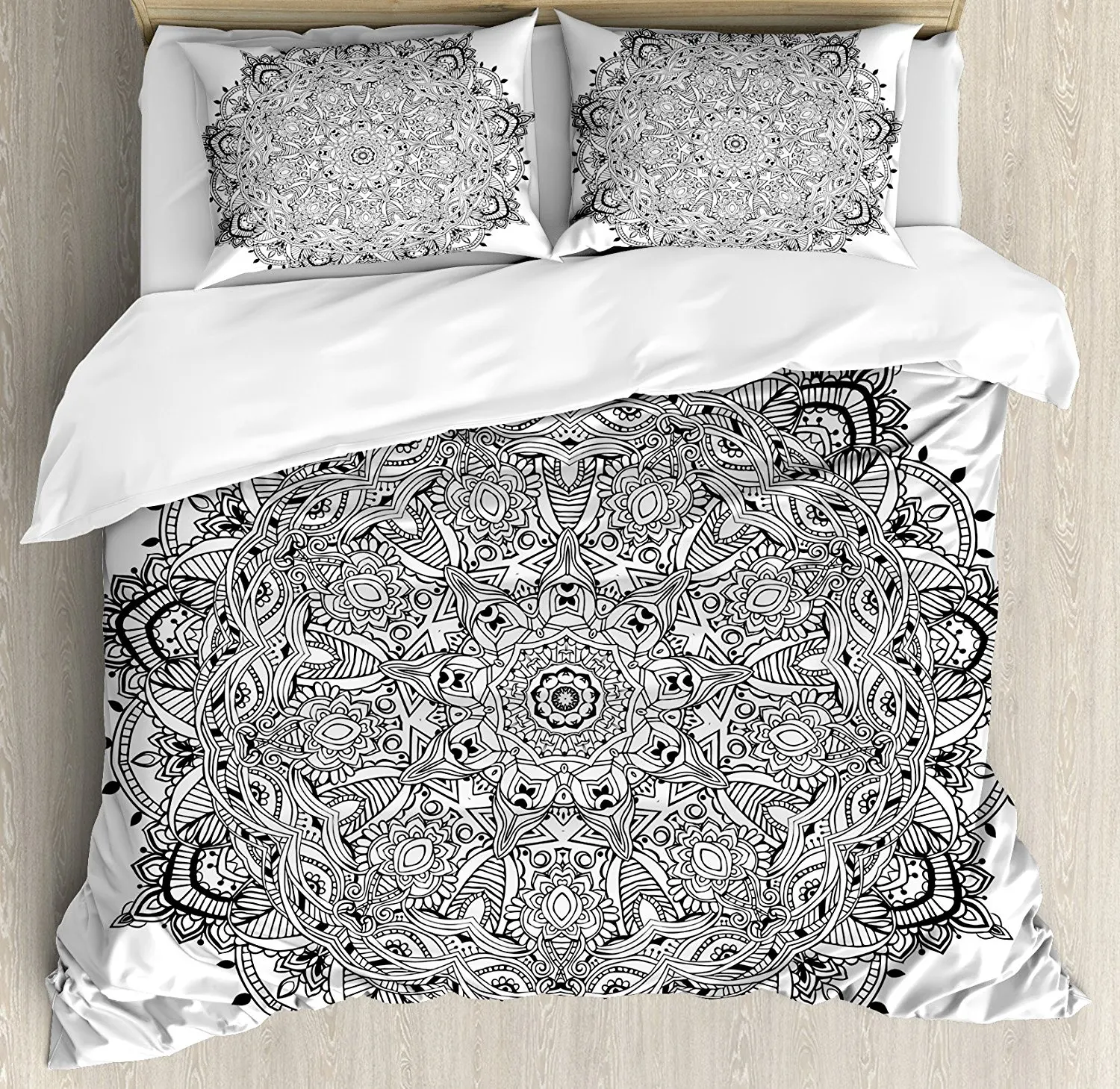 Mandala Duvet Cover Set Lace Like Macro Round Tribal Motif ...