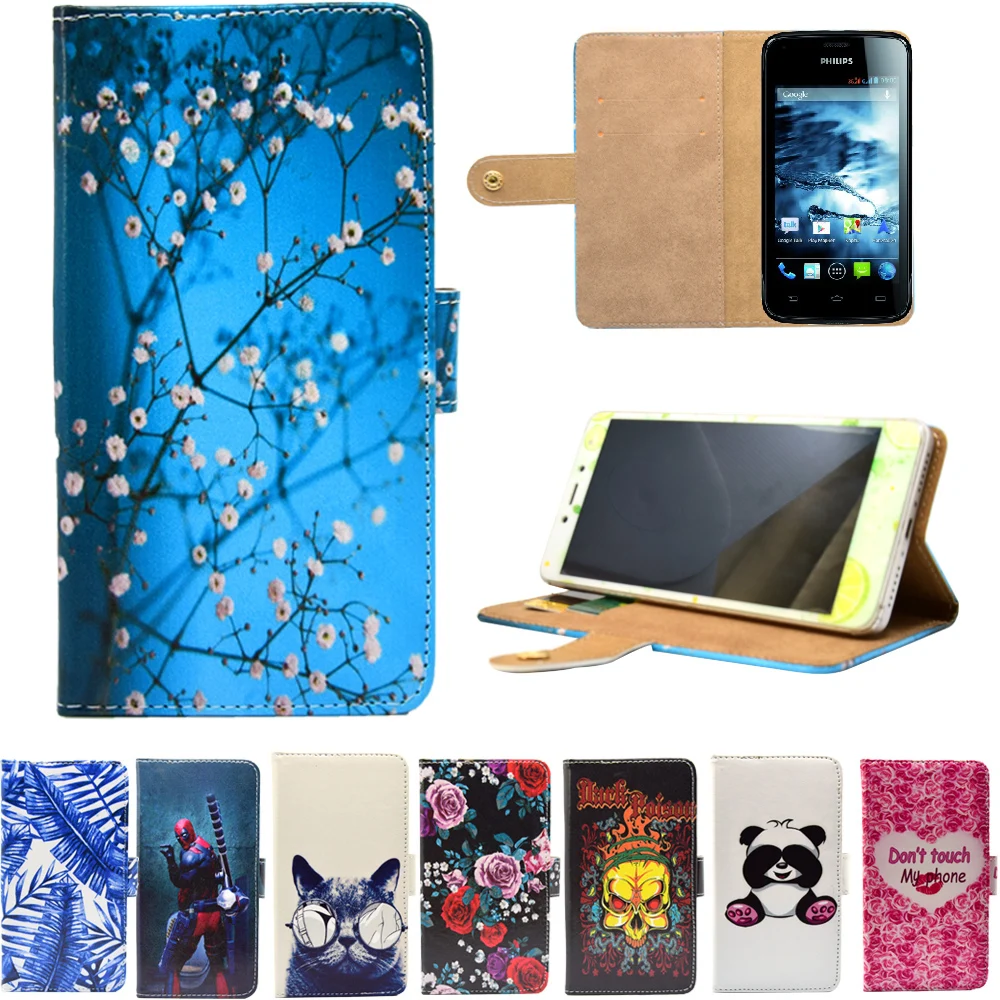 

New arrival PU Leather Phone Cases Cartoon Flip Wallet Stand Cover Case for Philips Xenium W3500 W6500 W3568 W737 W7555 W8500