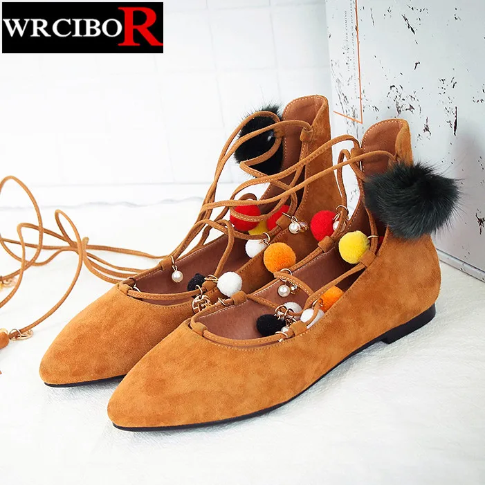 

2017 Summer Genuine leather Fashion Bohemia style women flat sandals gladiator womens pointed toe flats shoes