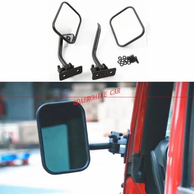 

QDAEROHIVE 4x4 Rearview Round Mirrors For Jeep Wrangler JK TJ CJ Unlimited 1997~2017 Car-styling Side Rectangular Mirrors 1