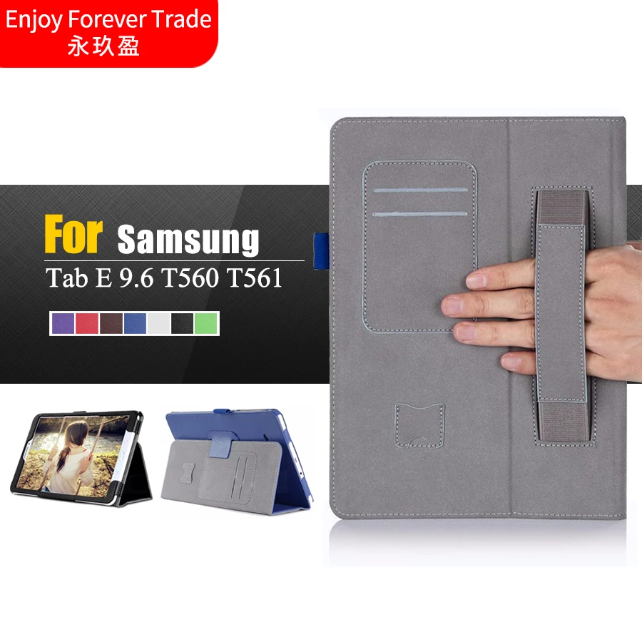 Hand Holder Luxury Leather case cover For Samsung Galaxy Tab E 9.6 T560