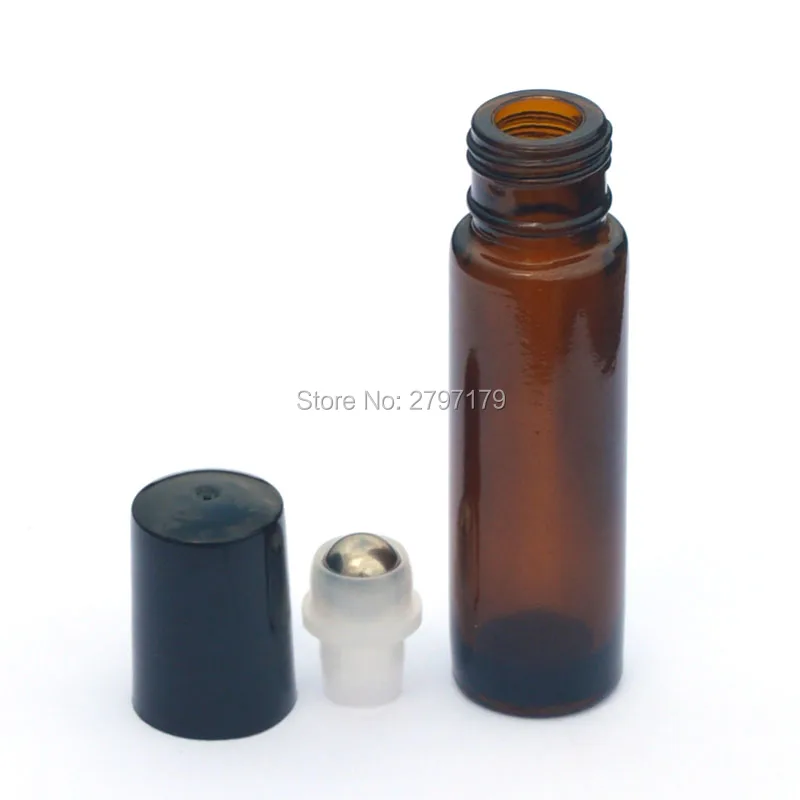 6 шт 10 мл янтарные стеклянные бутылочки с роликом флакон для парфюма образец рулонный черный пластиковый колпачок пустая бутылка для эфирного масла