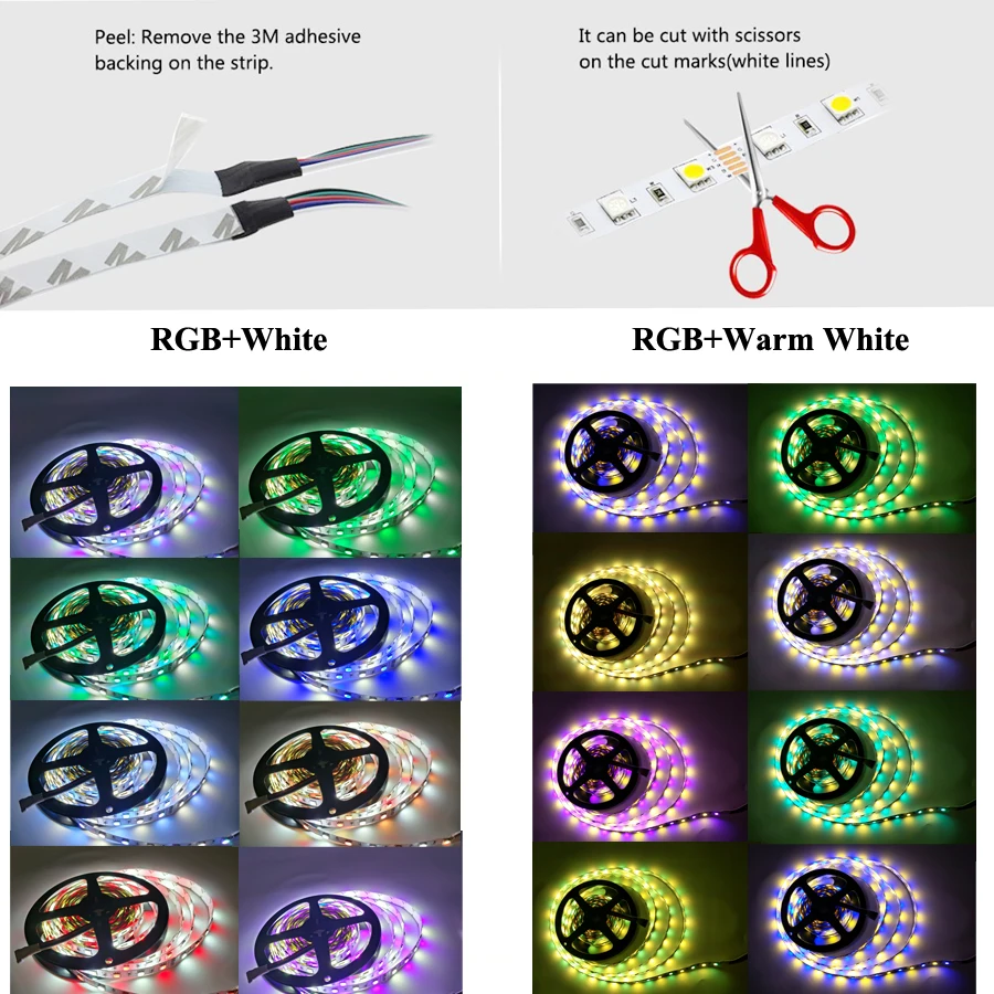 Светодиодная лента RGBW RGBWW 5050 RGB 5 м водонепроницаемая Диодная светильник ИК или WIFI