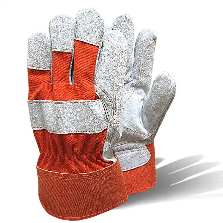 Free Shipping Hot Sale Cow Split Leather Welding Gloves Orange Gloves