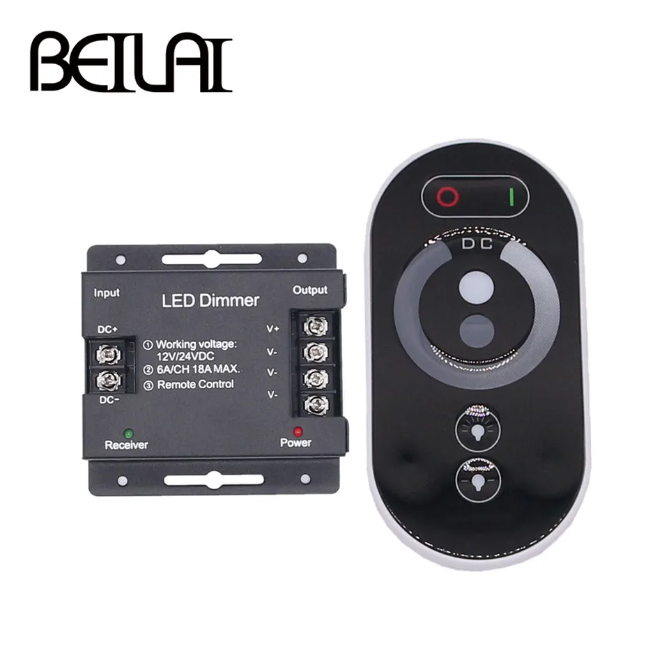 

DC 12-24V 6A/CH 3Channel Single Color Black RF LED Controller Full Touch Remote Controller For LED Strip Light
