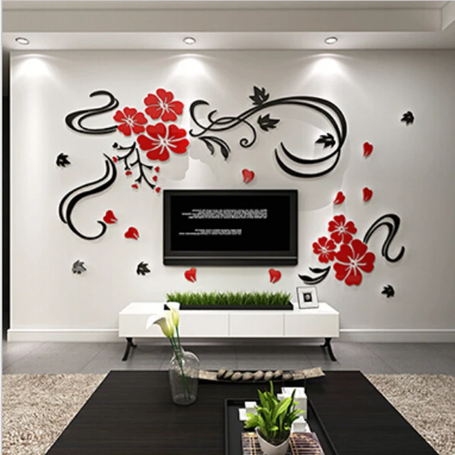 Stereoscopic Wall Stickers Xs S M Acrylic Joy Flower Vine Stereoscopic Wall Stickers Xs S M Acrylic Joy Flower Vine Decor Room