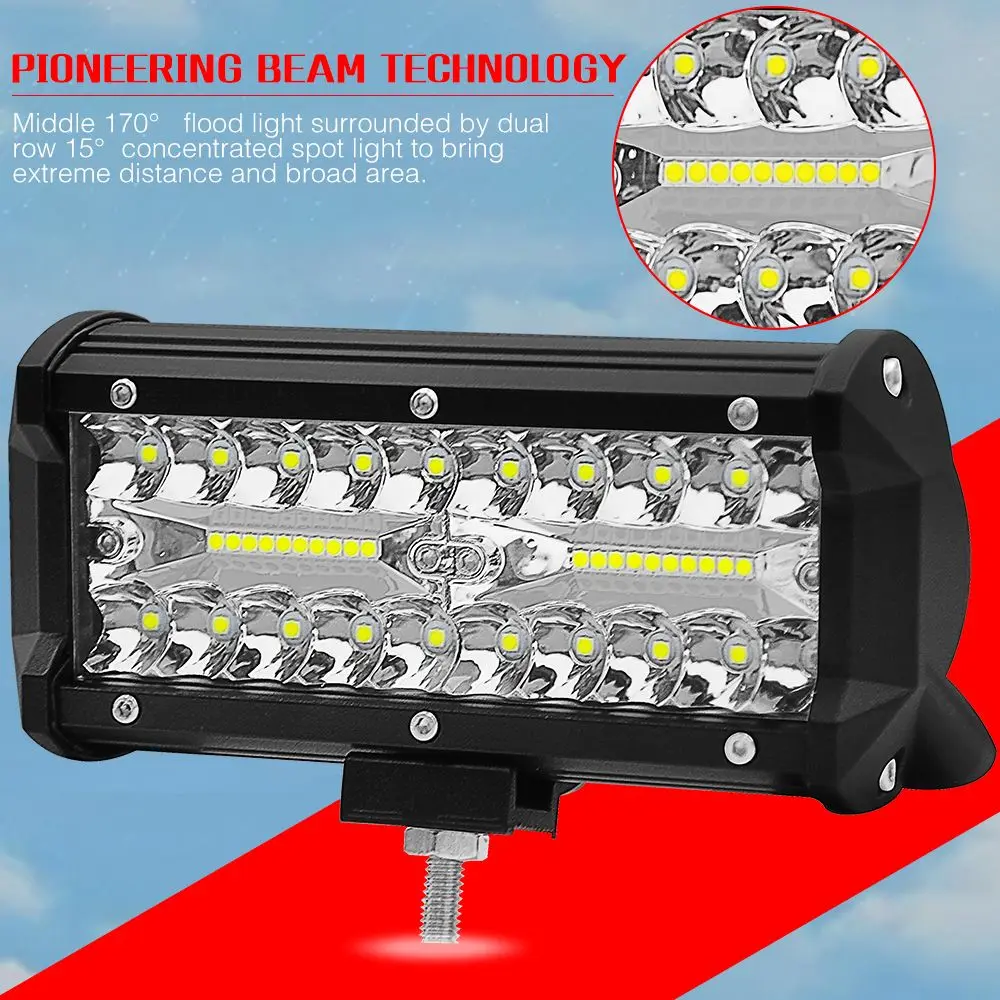

7 Inch 120W two Rows Led Light Bar 6000K 12000LM Car Work Light Daytime Running Lights Modified Off-Road Roof Light Bar