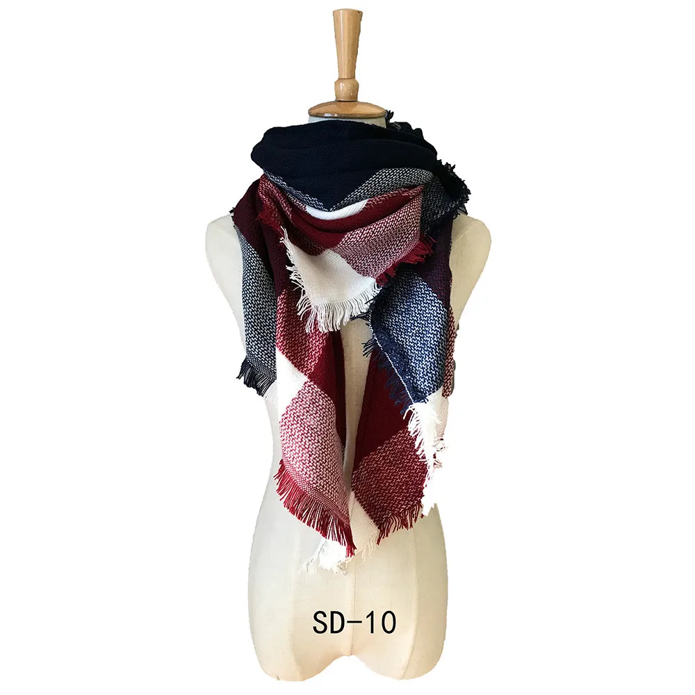 Модный высококачественный двусторонний большой клетчатый цветной квадратный шарф треугольный шарф шаль шарф Зимний шарф акриловый Nove13